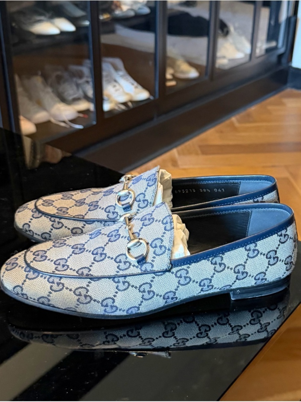 Gucci Blue GG Canvas Horsebit Loafers - Women
